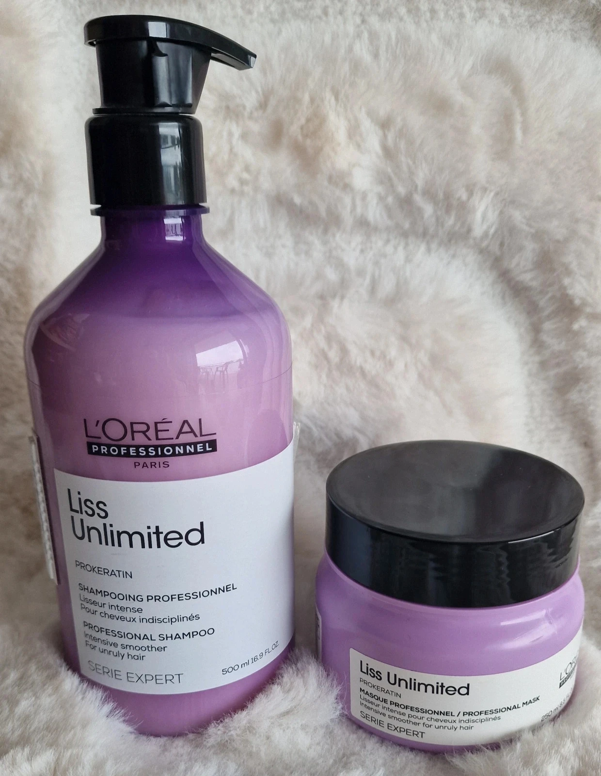 Lot L'Oréal Professionnel Liss Unlimited – Shampoing 500 ml + Masque 250 ml – Neufs